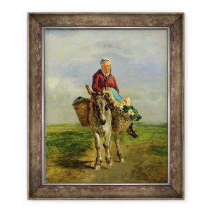 Tablou inramat - Constant-Emile Troyon - tara Femeie de echitatie un magar, 50 x 60 cm