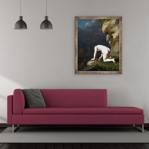 Tablou inramat - Cornelis van Poelenburgh - Zeita Calypso salveaza Ulise, 50 x 60 cm - Img 2