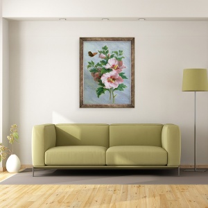 Tablou inramat - Cornelis van Spaendonck - Hibiscus impotriva unei muchii de marmura, 60 x 80 cm - Img 2