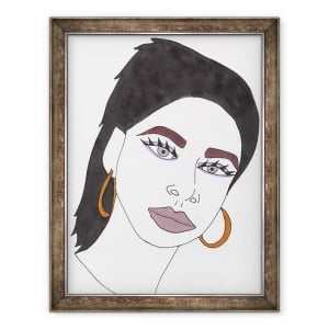 Tablou inramat - Daisy de Villeneuve - Fata cu Par Negru, 60 x 80 cm