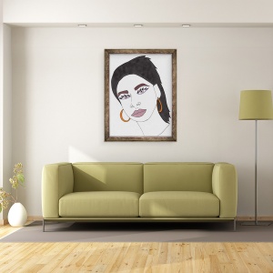 Tablou inramat - Daisy de Villeneuve - Fata cu Par Negru, 70 x 90 cm - Img 2