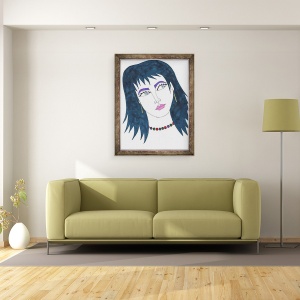 Tablou inramat - Daisy de Villeneuve - Fata cu parul bleumarin, 70 x 90 cm - Img 2