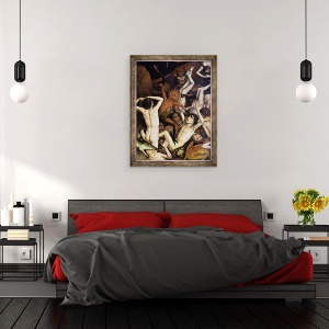 Tablou inramat - Dirck Bouts - Iadul, detaliu al unui demon lovindu-l pe blestemat, 70 x 90 cm - Img 3