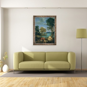 Tablou inramat - Domenichino - Peisaj cu Moise si Arderea Bush, 60 x 80 cm - Img 2