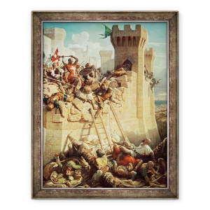 Tablou inramat - Dominique Louis Papety - Guillaume de Clermont aparand Ptolemais Acre in 1291, 70 x 90 cm