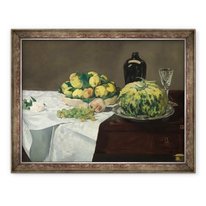 Tablou inramat - Edouard Manet - Natura moarta cu pepene galben si piersici, 60 x 80 cm