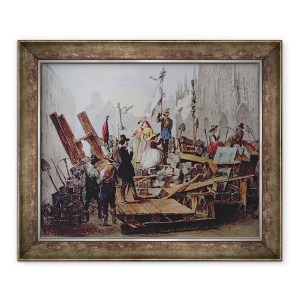 Tablou inramat - Edouard Ritter - Baricadele din Stephansplatz, Viena, 50 x 60 cm