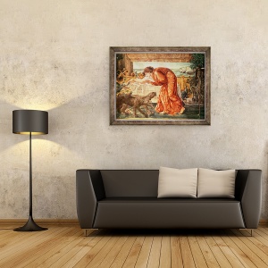 Tablou inramat - Edward Coley Burne-Jones - Circe turnand otrava intr-o vaza si asteptand sosirea lui Ulise, 60 x 80 cm - Img 2