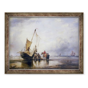 Tablou inramat - Edward William Cooke - Barca de porc pe nisipuri, 70 x 90 cm