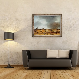 Tablou inramat - Egbert van der Poel - O vedere a Delft cu explozia din 1654, 70 x 90 cm - Img 2