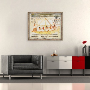 Tablou inramat - Egyptian 18th Dynasty - Barci de pe Nil, de la mormantul lui Sennefer, 50 x 60 cm - Img 2