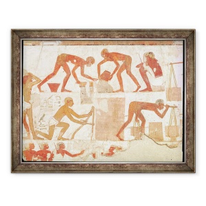 Tablou inramat - Egyptian 18th Dynasty - Constructia unui zid, din mormantul lui Rekhmire, vizirul Tuthmosis III si Amenhotep II, 60 x 80 cm