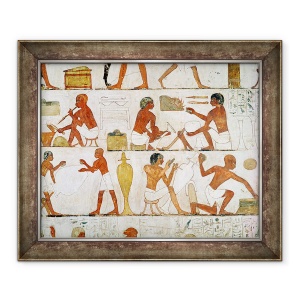 Tablou inramat - Egyptian 18th Dynasty - Gravura si lustruire vase in aur si argint, 70 x 85 cm