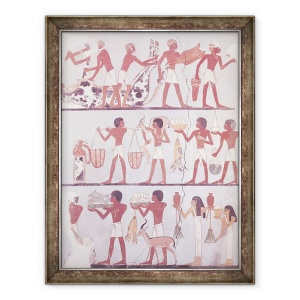 Tablou inramat - Egyptian 18th Dynasty - Scena macelarilor si servitorilor aducand ofrande, din mormantul lui Onsou, 70 x 90 cm
