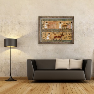 Tablou inramat - Egyptian 19th Dynasty - Culege si arat, detalii dintr-o reprezentare a activitatilor agricole in viata de apoi, din Cartea mortilor carturarului Orice, 60 x 80 cm - Img 2