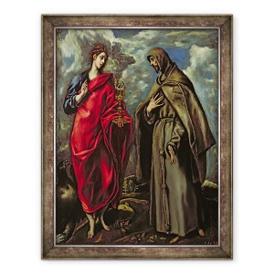 Tablou inramat - El Greco - Sfantul Ioan Evanghelistul si Sfantul Francisc, 70 x 90 cm