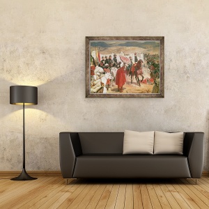 Tablou inramat - Emile Jean Horace Vernet - Maresalul Thomas Bugeaud 1784-1849 si colonelul Joseph Vantini Yousouf 1808-66 in timpul cuceririi Algeriei, 60 x 80 cm - Img 2