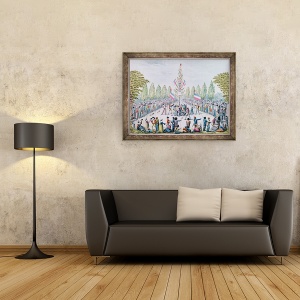 Tablou inramat - Etienne Bericourt - Plantatia unui copac al Libertatii in timpul Revolutiei, 60 x 80 cm - Img 2