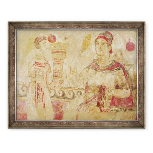 Tablou inramat - Etruscan - Femeie la toaleta ei, scena funerara, perioada Samnite, 60 x 80 cm