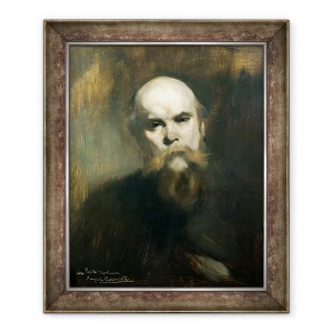 Tablou inramat - Eugene Carriere - Portretul lui Paul Verlaine 1844-96 1890, 50 x 60 cm