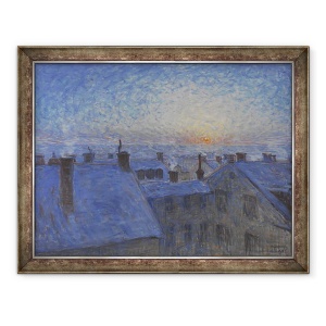 Tablou inramat - Eugene Jansson - Rasarit de soare peste acoperisurile din Stockholm, 60 x 80 cm
