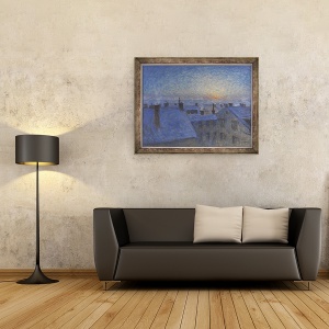 Tablou inramat - Eugene Jansson - Rasarit de soare peste acoperisurile din Stockholm, 70 x 90 cm - Img 2