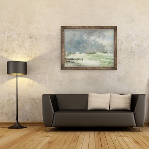 Tablou inramat - Eugene Louis Boudin - Intrarea in portul Le Havre in vremea furtunoasa, 60 x 80 cm - Img 2