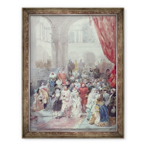 Tablou inramat - Eugene-Louis Lami - Studiu pentru un bal costumat dat de Printesa de Sagan, 60 x 80 cm
