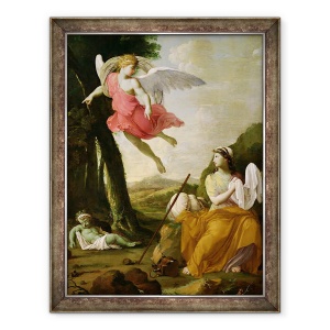 Tablou inramat - Eustache Le Sueur - Agar si Ismael salvati de inger, 70 x 90 cm