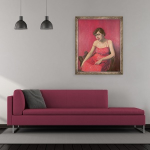 Tablou inramat - Felix Edouard Vallotton - Femeie Romana in Rochie Rosie, 50 x 60 cm - Img 2