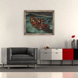 Tablou inramat - Ferdinand Victor Eugene Delacroix - Hristos a adormit in timpul furtunii, 50 x 60 cm - Img 2