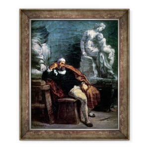 Tablou inramat - Ferdinand Victor Eugene Delacroix - Michelangelo 1475-1564 in studioul sau, 50 x 60 cm