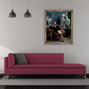 Tablou inramat - Ferdinand Victor Eugene Delacroix - Michelangelo 1475-1564 in studioul sau, 50 x 60 cm - Img 2