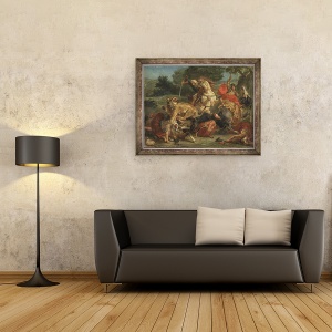 Tablou inramat - Ferdinand Victor Eugene Delacroix - Vanatoarea de lei, 60 x 80 cm - Img 2