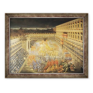 Tablou inramat - Filippo Lauri - Festivalul in onoarea reginei Christina 1626-89 a Suediei la Palazzo Barberini, 70 x 90 cm