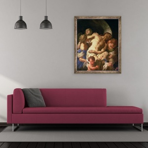 Tablou inramat - Francesco Trevisani - Trupul lui Hristos sprijinit de ingeri, 50 x 60 cm - Img 2