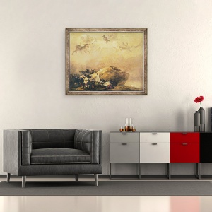 Tablou inramat - Francisco Jose de Goya y Lucientes - Scena Capriccio - Animale in cer, 50 x 60 cm - Img 2