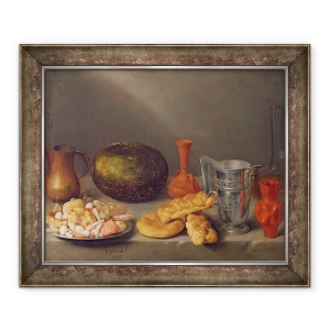 Tablou inramat - Francisco Palacios - Natura statica cu paine, 50 x 60 cm