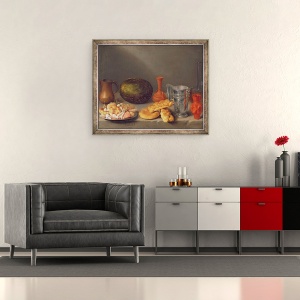Tablou inramat - Francisco Palacios - Natura statica cu paine, 50 x 60 cm - Img 2