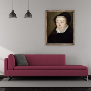 Tablou inramat - Francois Clouet - Portretul lui Catherine de Medici 1519-89 ulei pe panou, 50 x 60 cm - Img 2