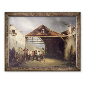 Tablou inramat - Francois-Emile de Lansac - Un Farrier incaltand un cal, 60 x 80 cm