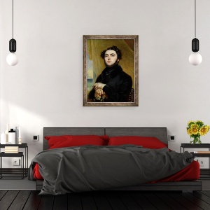 Tablou inramat - Francois Gabriel Guillaume Lepaulle - Portretul lui Eugene Sue 1804-57 1837, 70 x 90 cm - Img 3