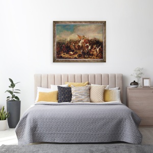 Tablou inramat - Francois Hippolyte Debon - Batalia de la Hastings din 1066, 70 x 90 cm - Img 3