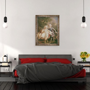 Tablou inramat - Francois-Hubert Drouais - Carol al Frantei 1757-1836 Conte de Artois si sora sa, 70 x 90 cm - Img 3