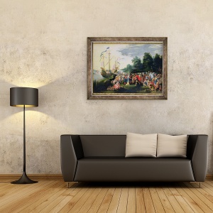 Tablou inramat - Frans II Francken the Younger - Debarcarea Cleopatrei 69-30 i.Hr. la Tarsus, 60 x 80 cm - Img 2