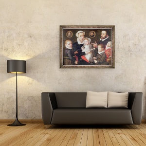 Tablou inramat - Frans Menton d'Alkmaar - Portretul unei familii, parintii cu copiii si stramosii lor, 70 x 90 cm - Img 2