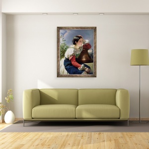 Tablou inramat - Franz Xaver Winterhalter - Tanar italian la fantana, 60 x 80 cm - Img 2