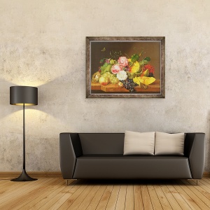 Tablou inramat - Franz Xavier Petter - Natura moarta cu flori si fructe, 60 x 80 cm - Img 2