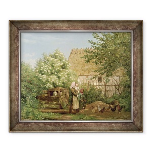 Tablou inramat - Frederick Christian Lund - Hranirea puilor, 70 x 85 cm