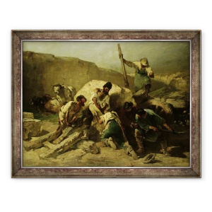 Tablou inramat - Friedrich von Keller - Transportarea blocurilor de piatra, 70 x 90 cm